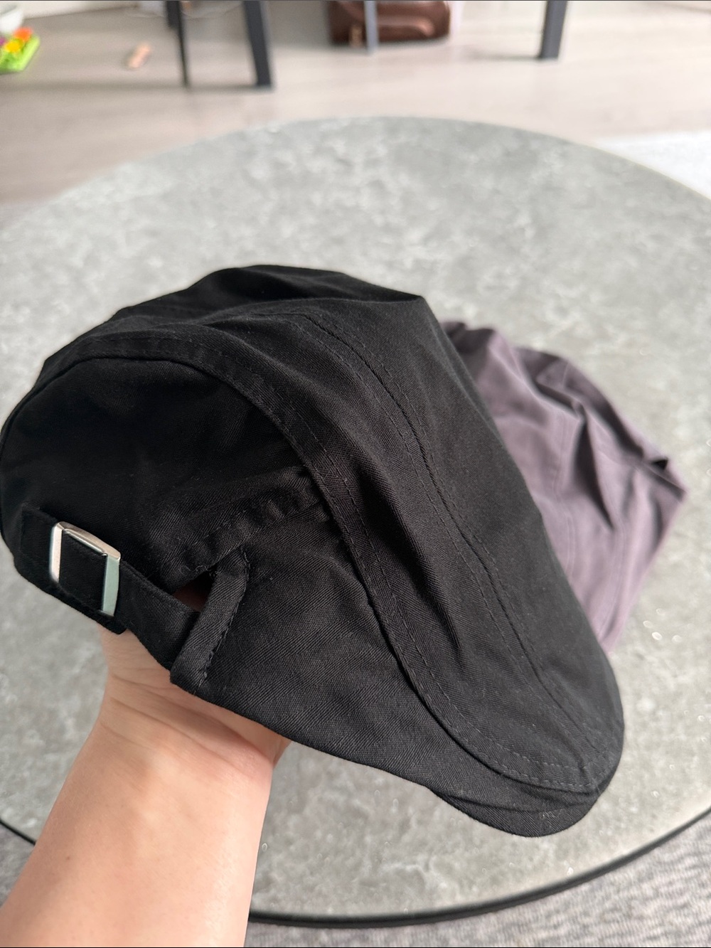 2 Cotton Newsboy Hats Black & Purple